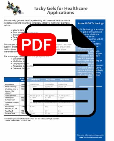 Tacky Gels for Healthcare Applications ideal for a temporary adhesive.